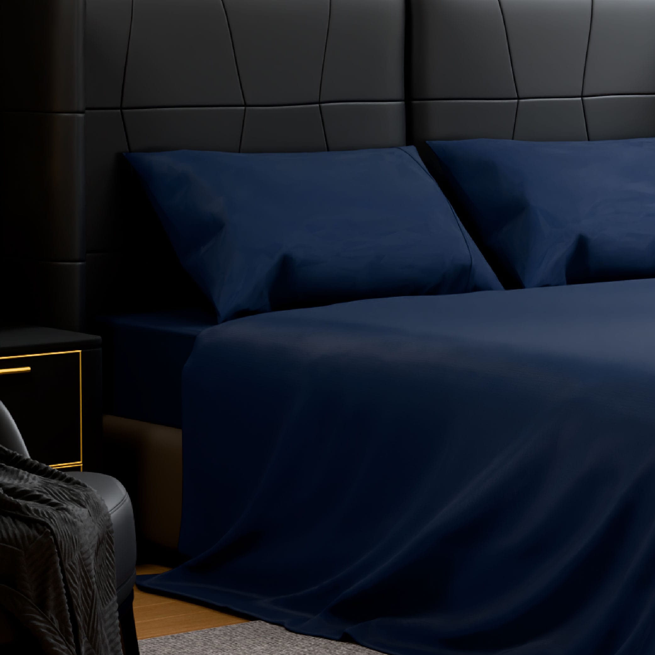 Bedding Full Bed Sheets Set - 4 Piece Bedding - Brushed Microfiber - Shrinkage And Fade Resistant - Easy Care (Full, Navy Blue)_voghion.com